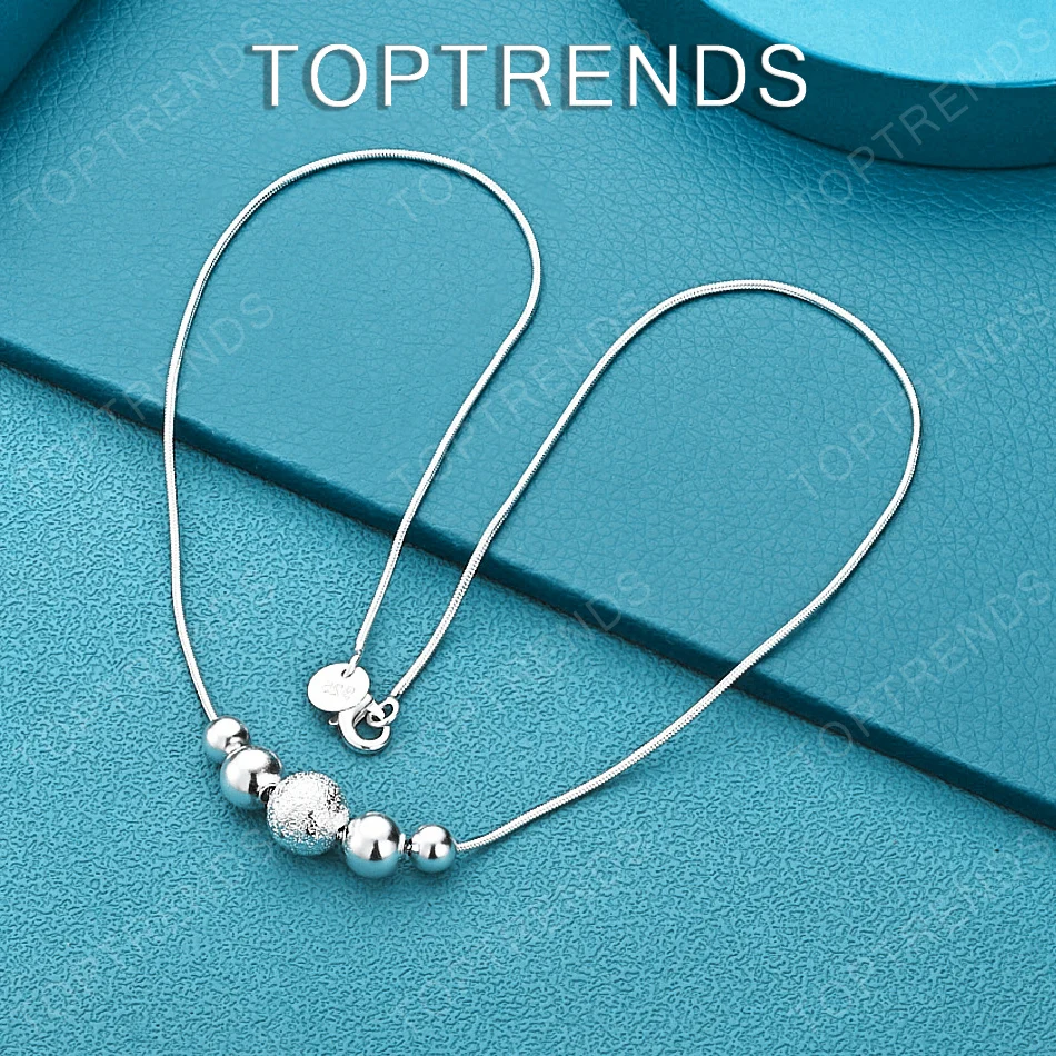 Exquisite Women 925 Sterling Silver Five-Bead Necklace Perfect  Birthday Party Engagements Versatile Everyday Wear Ideal  Loved