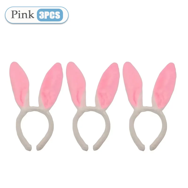 1-20PCS Pink Rabbit Ear Headbands Cute Plush Bunny Ears Hairband Easter Decorat Costume Party Cosplay Hair Hoop Hair Accessories image 3