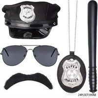 PESENAR Police Hat Baton Badge Sunglasses Mustache FBI Cop Swat Set Halloween