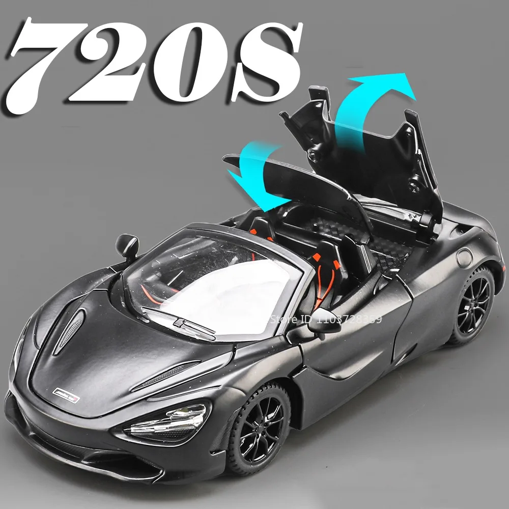 1:32 720S Senna Model Toy Sports Cars Alloy Diecast Sound Light Exquisite Interior Pull Back Supercar Models for Kids Presents