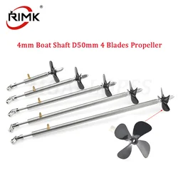 Rc Boat 4mm Boat Shaft and D50mm 4 Blades Propeller , Cardan Joint ,Shaft Sleeve With Grease Nozzle