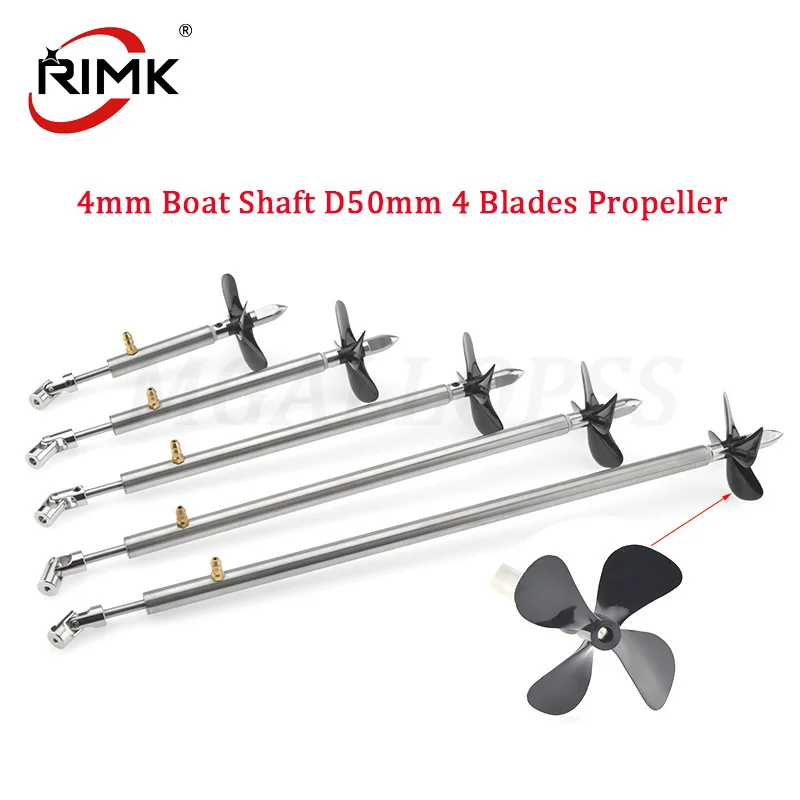 Rc Boat  4mm Boat Shaft and  D50mm 4 Blades Propeller , Cardan Joint  ,Shaft Sleeve With Grease Nozzle