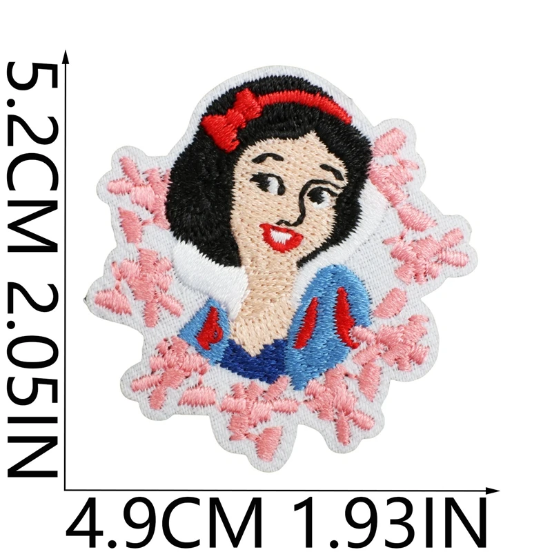 Disney Cartoon Snow White Embroidery Patches Cute Anime Stickers Children\'s Clothing Decoration Patch Ironing Iron Patches