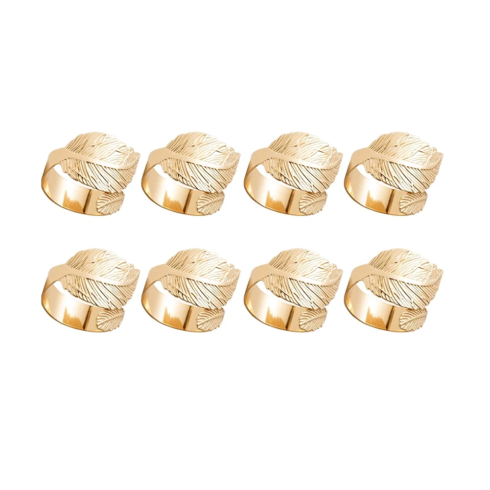 8 Napkin Rings Gold Plated Alloy Rust Resistant Design for Stylish Table Setting Daily Use and Special Event Decoration
