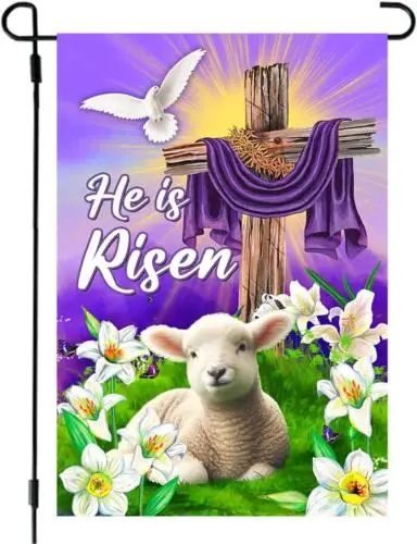 He Is Risen Easter Garden Flag, Vertical Double Sided, Outdoor Easter Decor Reli