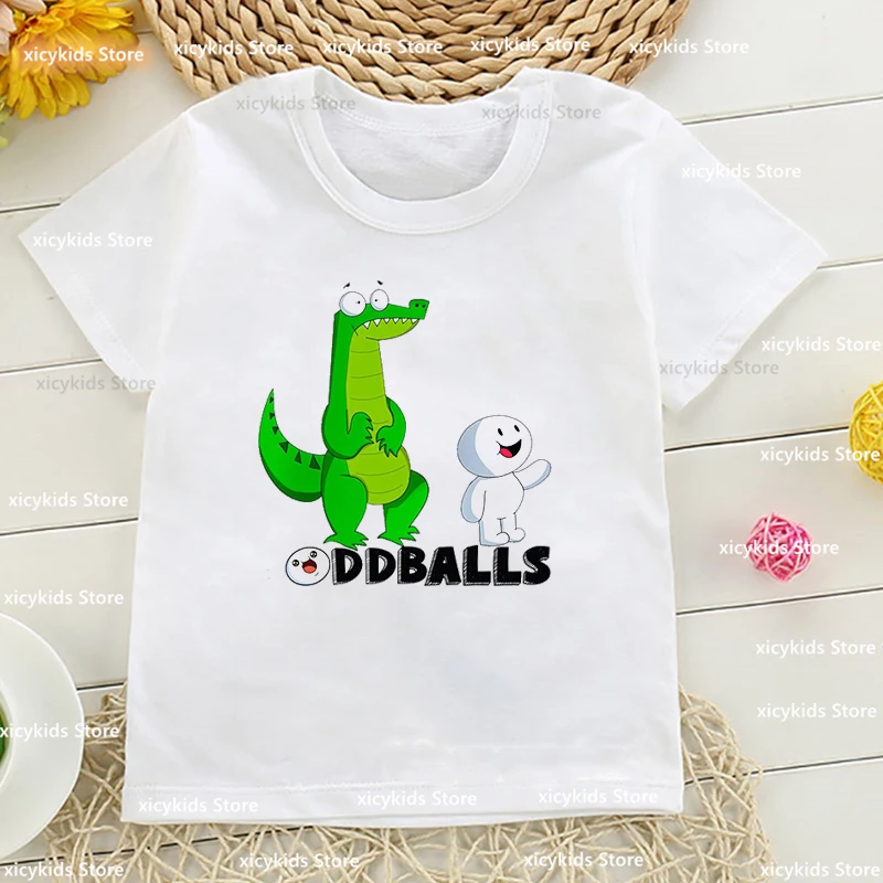 Funny boys t-shirt cartoon Oddballs animation printed children tshirt fashion casual boys clothes cute girls t-shirt white tops