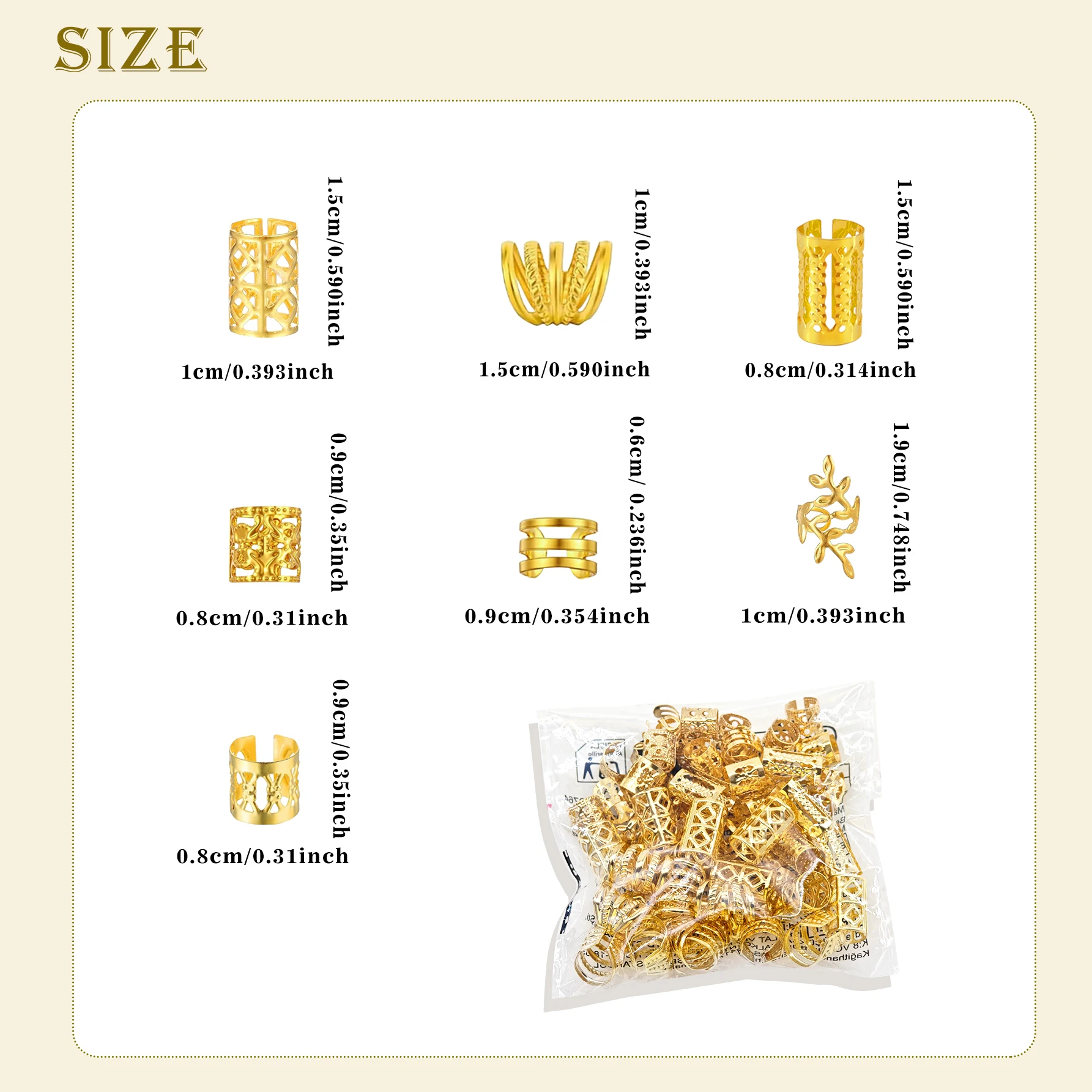 70 قطعة من حلقات الشعر Dreadlock - إكسسوارات شعر أنيقة مصنوعة من خليط معدني مجوهرات شعر Loc للضفائر للفتيات والنساء #6