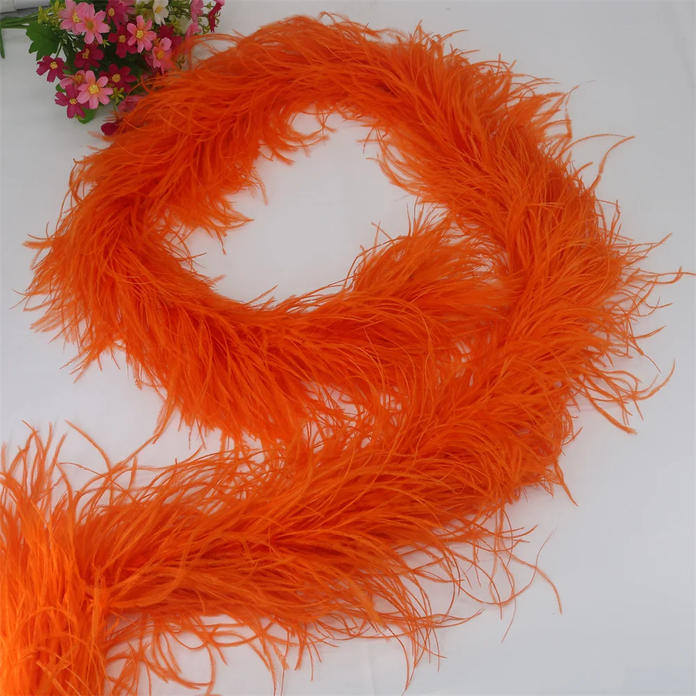 6 Layer Ostrich Feather Boa Wedding Accessories 2 Meters Home Decor Plumas Decoration Sewing Skirt Dress Clothing Centerpiece