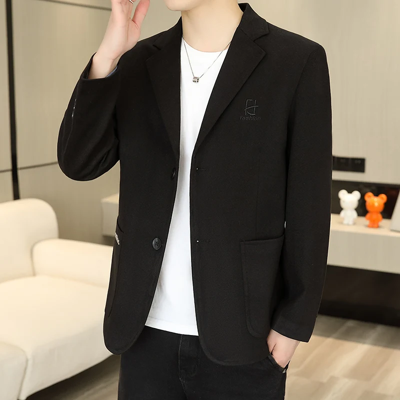 أسلوب بسيط للرجال سترة أساسية النبيذ الأحمر الأسود الكاكي القهوة Caramal اللون البدلة سترة الذكور مكتب الأعمال اليومية وتتسابق الملابس