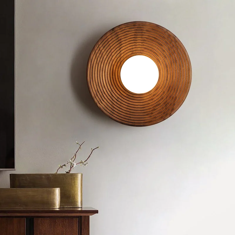 Lampu Dinding Jepang Lampu Wabi-sabi Antik Lampu Kenari Melingkar Lampu Samping Tempat Tidur Dapur Kamar Tidur LED G9 Lampu Dekorasi Bar Rumah