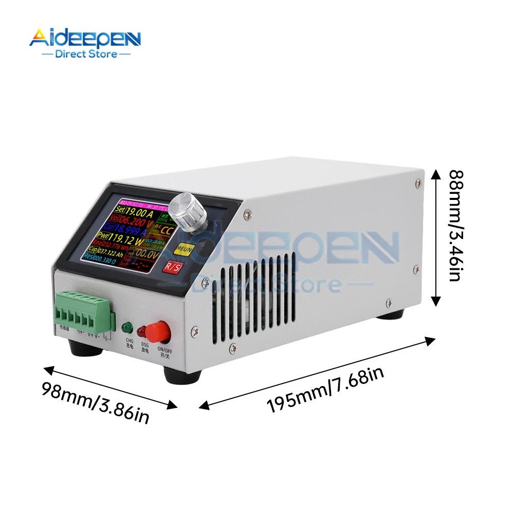 150W 20A Battery Capacity Tester 2.4 Inch TFT Color Screen CNC Type Electronic Load Power Discharge Tester With US Adapter