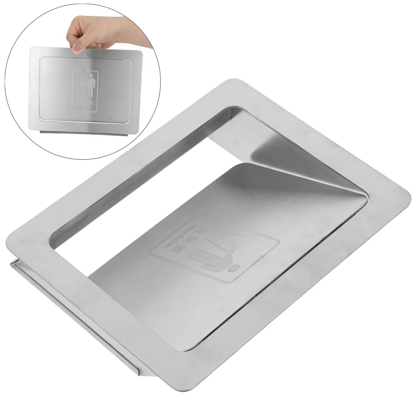 

Stainless Steel Trash Chute Lid Embedded Mount Side Swing Flip Top Cabinet Door Garbage Bin Cover Kitchen Bathroom Waste