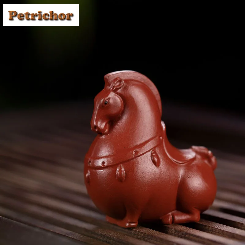 Yixing Purple Clay Tang Dynasty Horse Tea Pet Ancient Lucky Model Tea Figurine Play Toys Tea Statue Ornaments Can Be Raised Gift