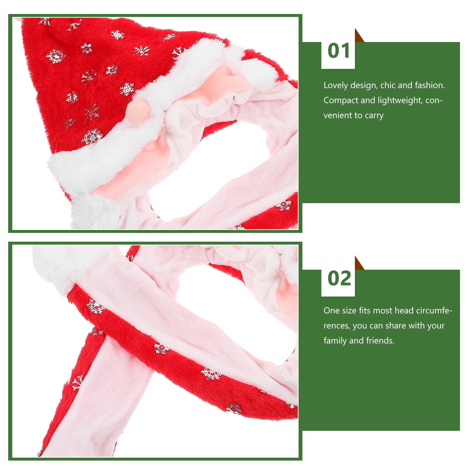 

Christmas Santa Hat Moving Ears Warm Keep Party Supplies Girl Boy Adult Costume Stage Performance Photoshoot Props One