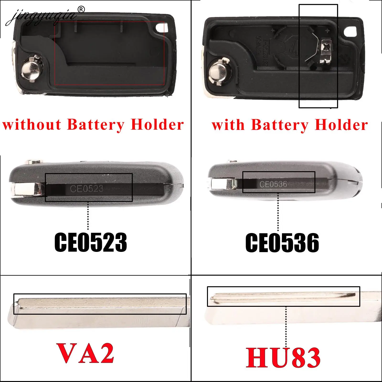 jingyuqin Modified Filp Remote Car Key Shell For Citroen С2 C4 С3 С5 C6 DS4 DS3 DS5 C-Elysee Berlingo Dispatch Picasso HU83/VA2