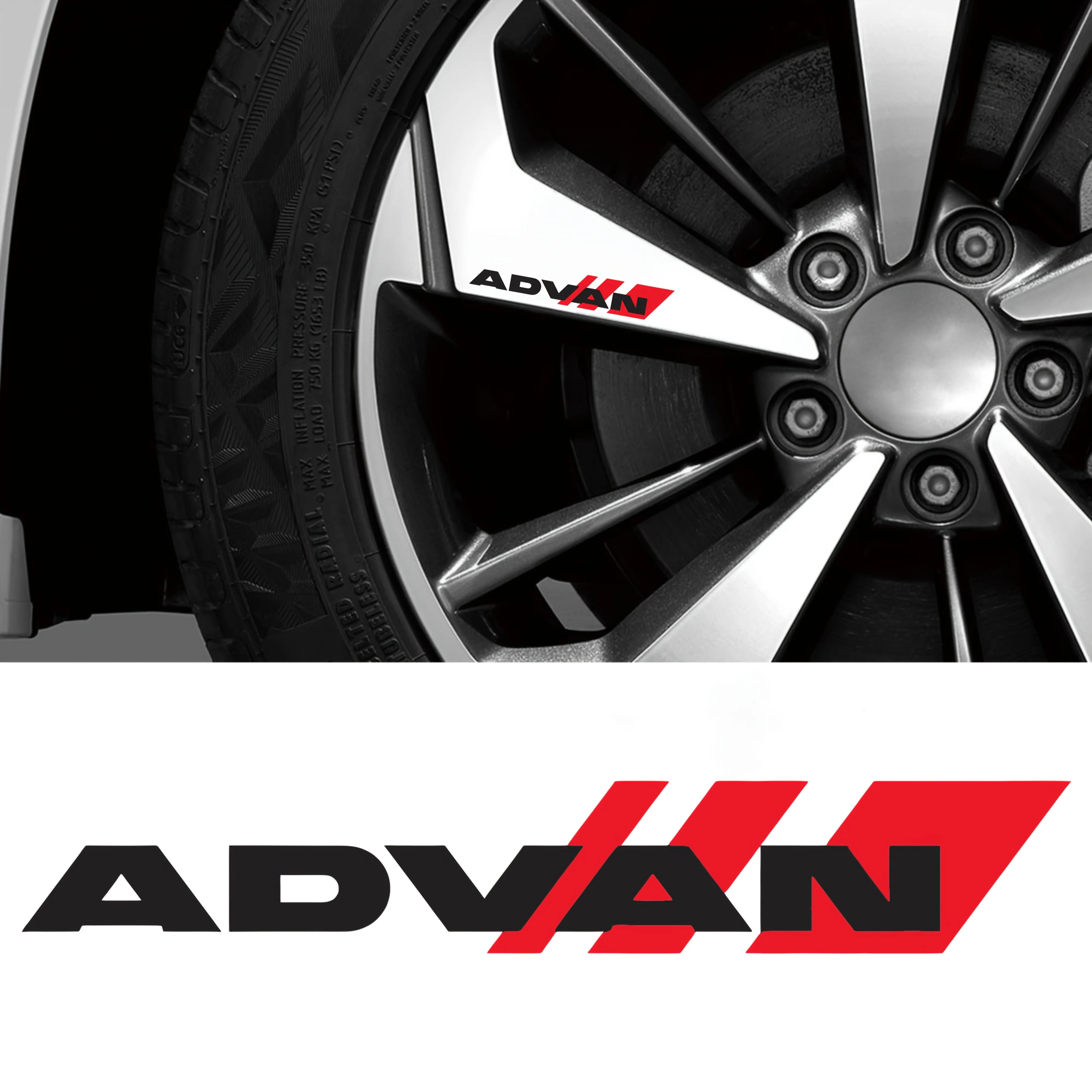 ADVAN سباق عجلة حافة ملصقات مصورة 4 قطعة PVC شعار السيارة شارة السيارات الخارجية ضبط اكسسوارات الديكور مقاوم للماء