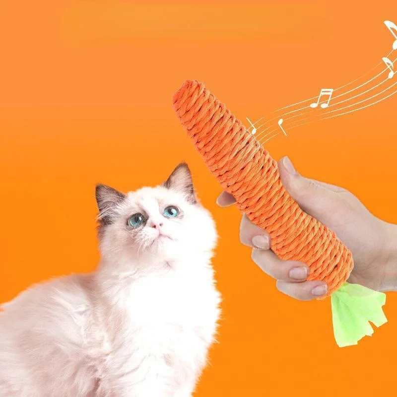 Pet Cat Toys Paper Rope Cute Carrot Toy Built-in Bell Small Animals Interactive Pet Supplies аксесуари для котів