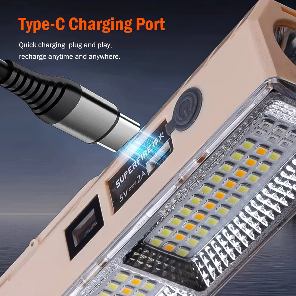 SUPERFIRE T3-30 32W Camping Flashlight Outdoor Portable Work Light USB Rechargeable Multifunctional LED Tent Light with Magnet