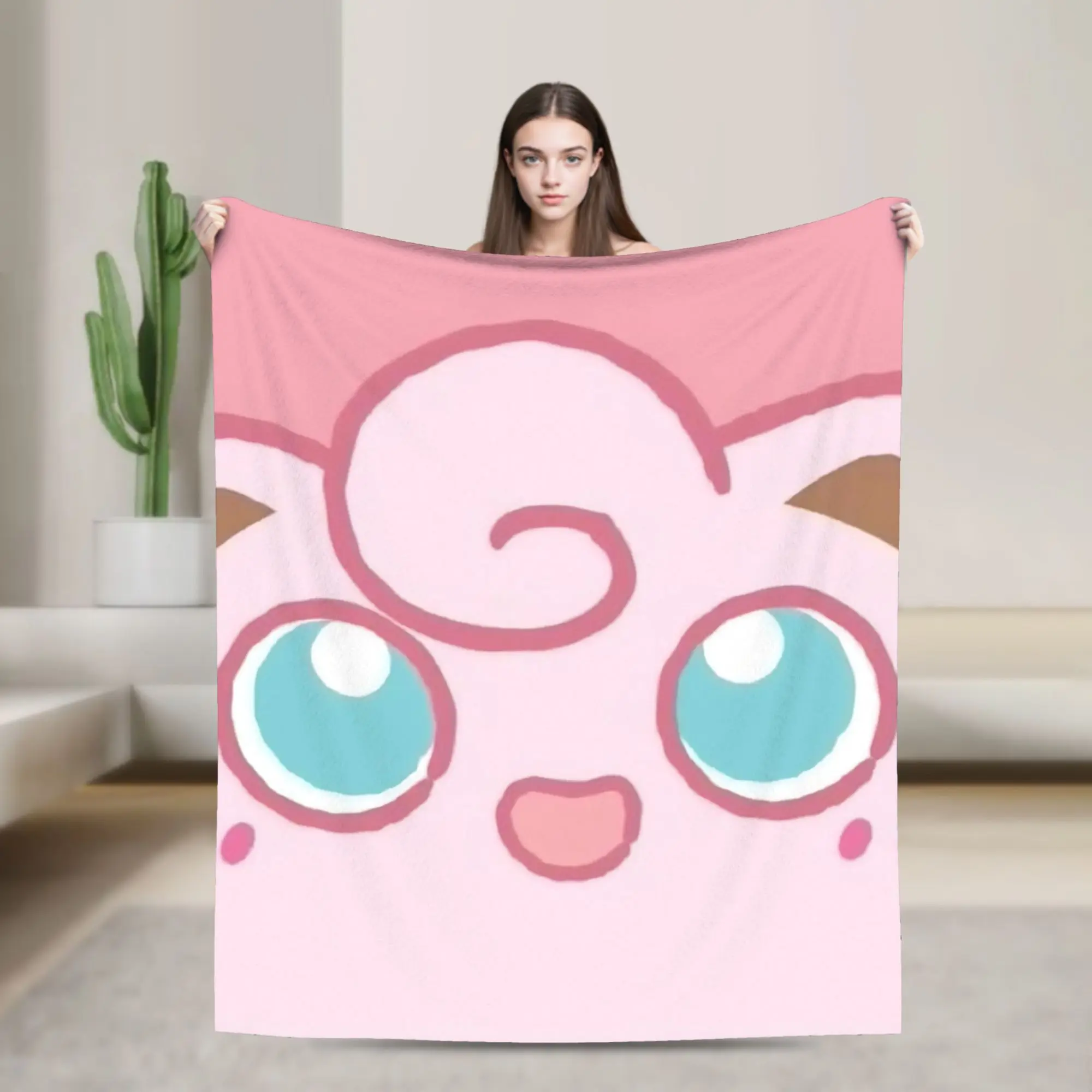 Jigglypuffs Kawaii Blankets Poke-Mon Cartoon Wool Funny Warm Throw Blankets for Chair Covering Sofa Autumn/Winter