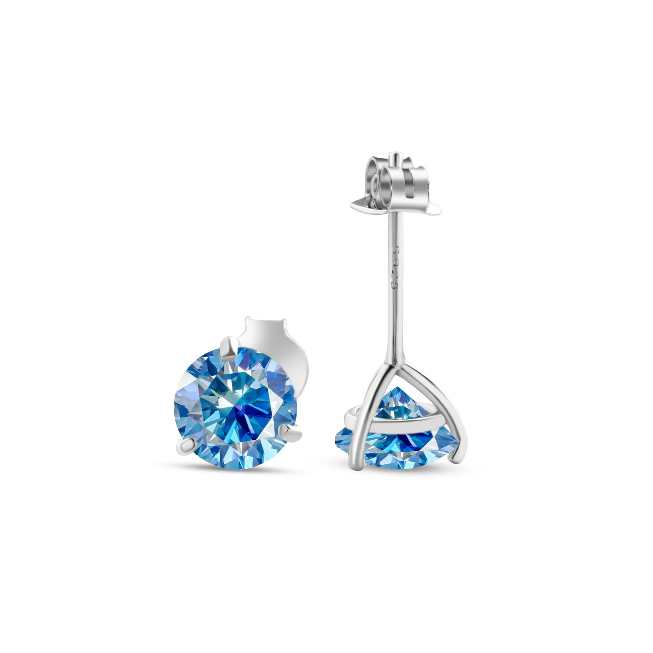 Pink Blue color Round Cut Moissanite Earring For Women Solid 925 Sterling Silver Stud Earrings VVS D Color GRA Certificate gift