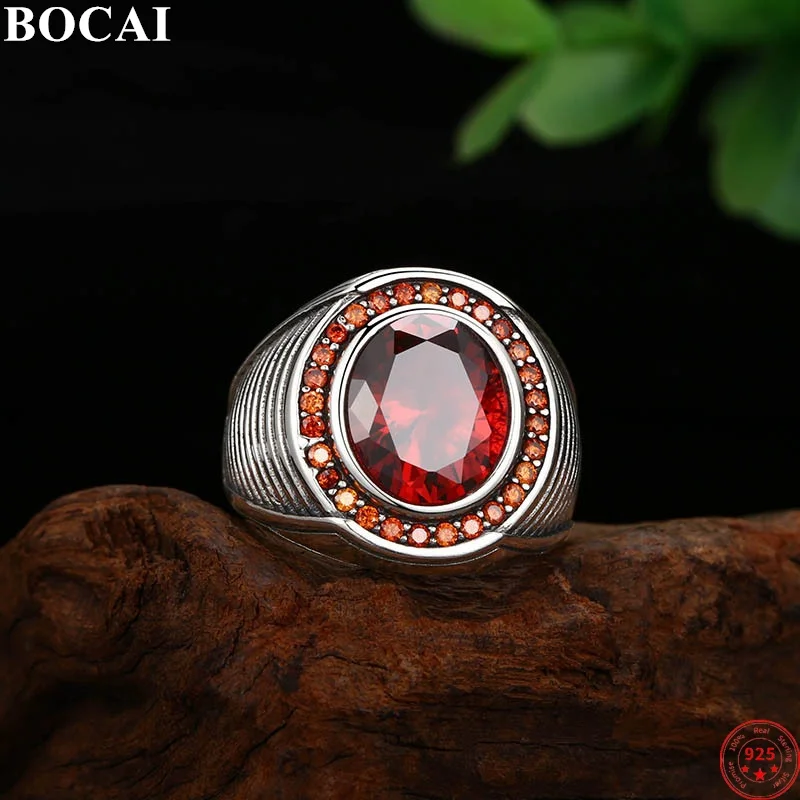 bocai-s925-anillos-de-plata-esterlina-para-hombres-patron-de-rayas-horizontales-retro-con-incrustaciones-de-rubi-punk-joyeria-vintage-de-moda-al-por-mayor