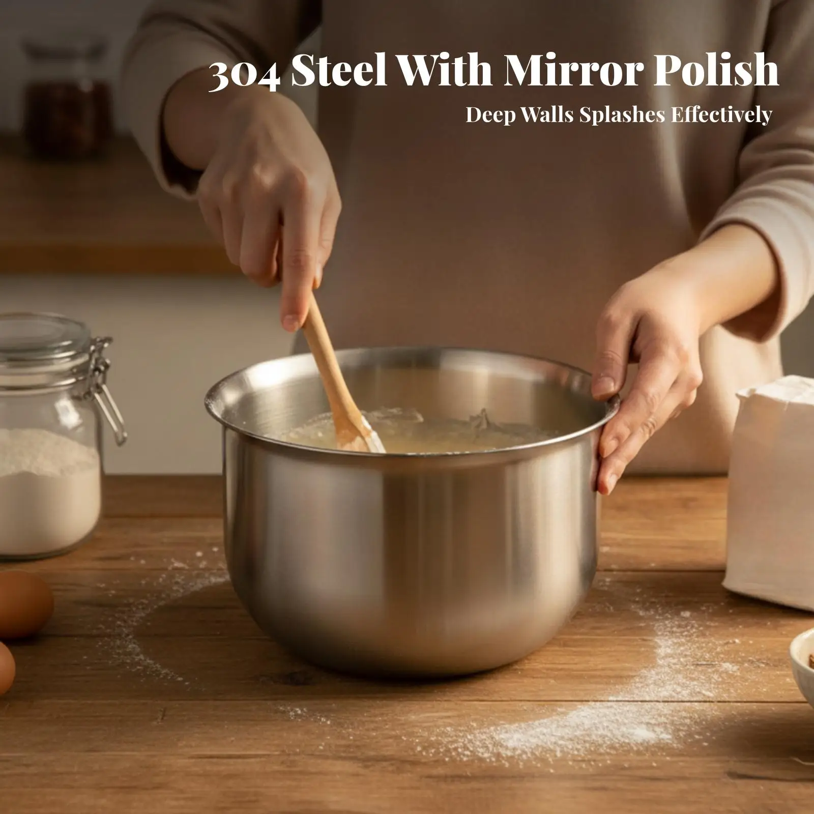 Stainless Steel Mixing Bowl Rust-Resistant Deep Mixing Bowl Safe for Bakers