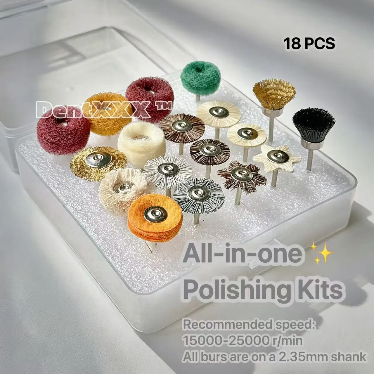18PCS All-in-One Polishing Kit 2.35mm Covering All Stages from Rough Cleaning to High-Gloss Finishing