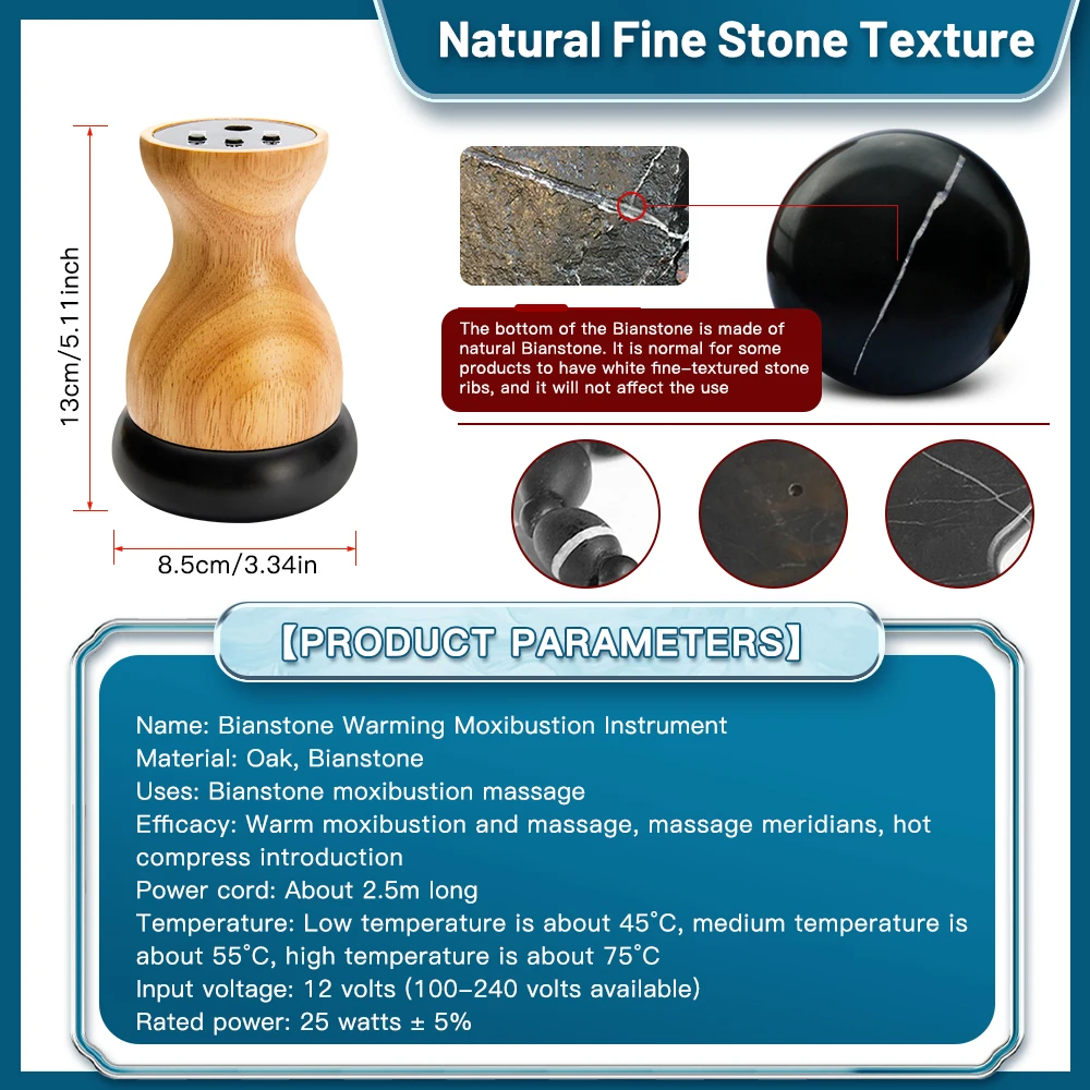 Hot Stone Electric Gua Sha Massager Back Waist Massage Relax Muscles Body Warm Moxibustion Therapy Spa Bian Stone Guasha Tool