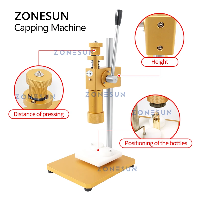 ZONESUN ZS-TYG2 Manual Perfume Bottle Crimping Machine Dual Use For Sprayer Collar Ring Metal Cap Pressing Capping Machine