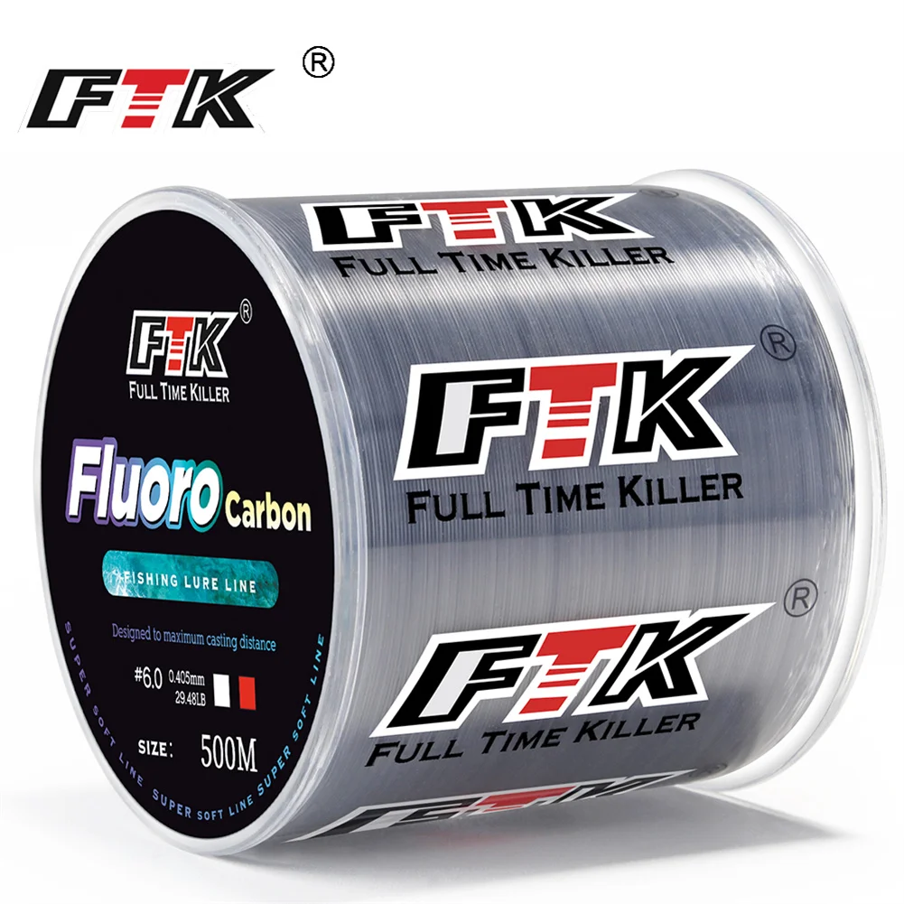 FTK Super Strong 300/500m Fishing Line Carbon Fiber Fluorocarbon Line Coating Carbon Surface Carp Fishing For Fishing Accessorie