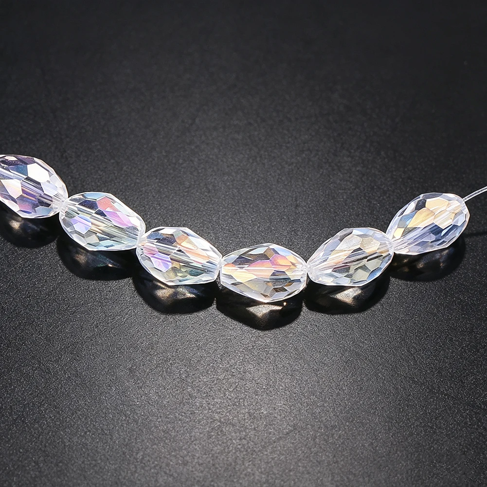 AB Crystal Oval Faceted Beads 11x8mm Clear Aurora Borealis Glass Loose Beads for Jewelry Making Bracelets Necklace DIY Crafts