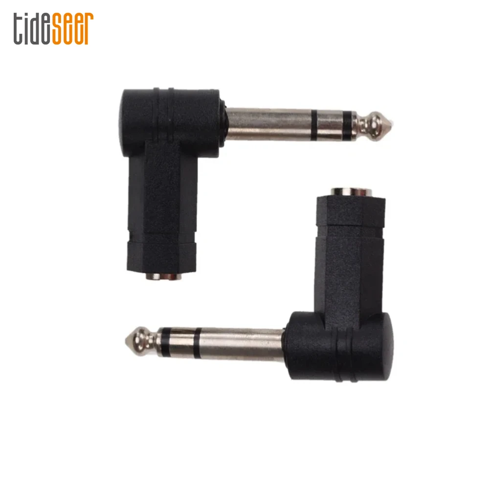 300pcs 3 Pole 6.35mm Male to 3.5mm Female Plug Right Angle Stereo Audio Adapter 90 Degree Headphone Connector Converters