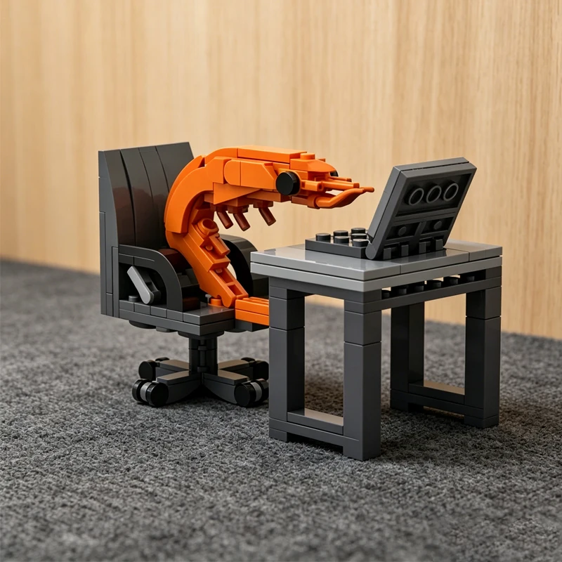 Creative MOC Building Block Shrimp Model Figurines Set Puzzle Assembly Toy desktop Decoration Crayfish Brick for Children’s Toys