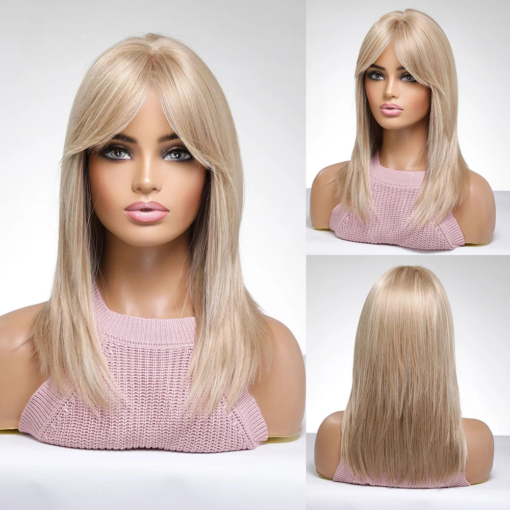 

La Sylphide Short Blonde Wig with Bang Cute Cosplay Wigs Synthetic Hair Women Party Dresses Density Fiber