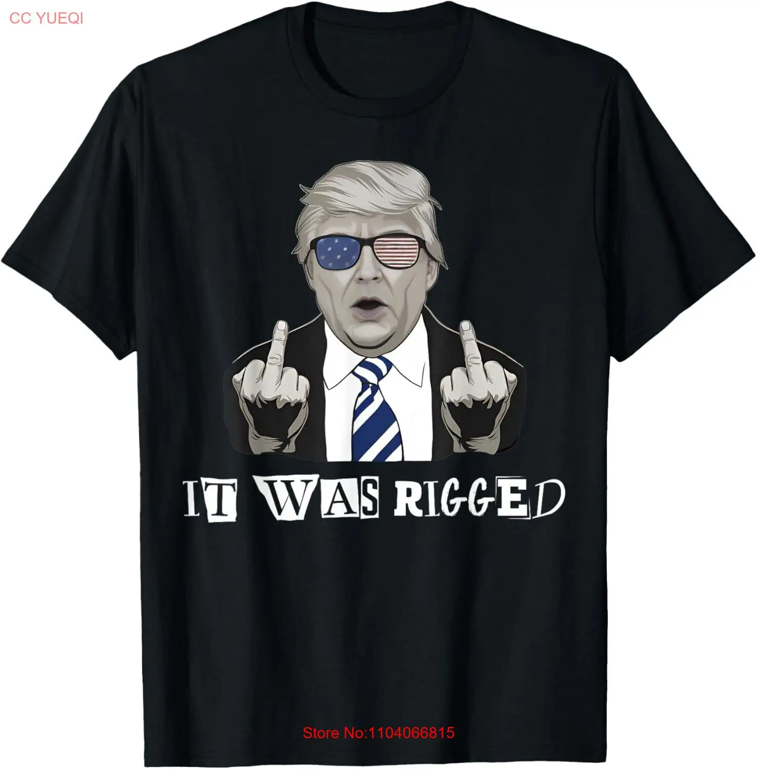 Donald Trump Debate It Was Rigged Middle Finger Design T-Shirt Small, Black