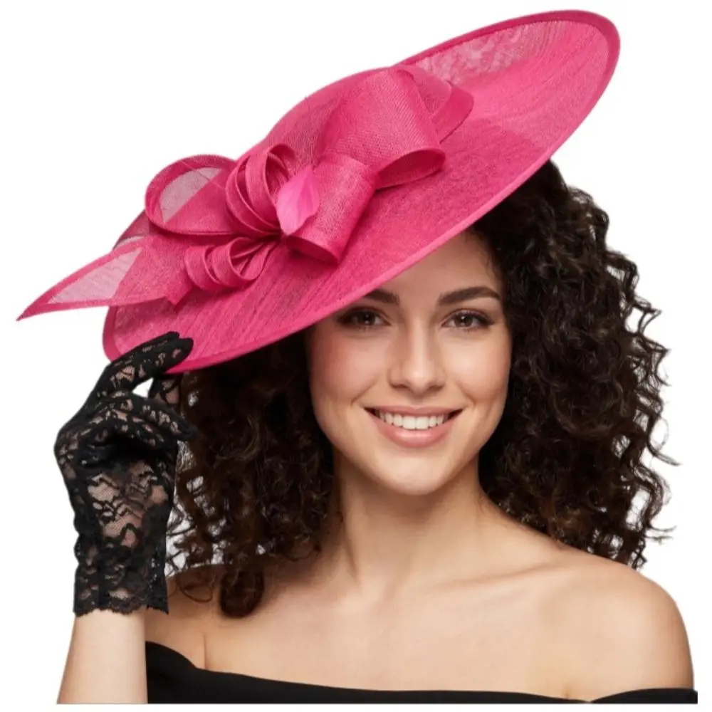 

Модные женские шляпки-фасцинаторы с широкими полями, винтажные элегантные шляпки для чаепития, большие, с повязкой на голову, для церкви, свадеб и мероприятий