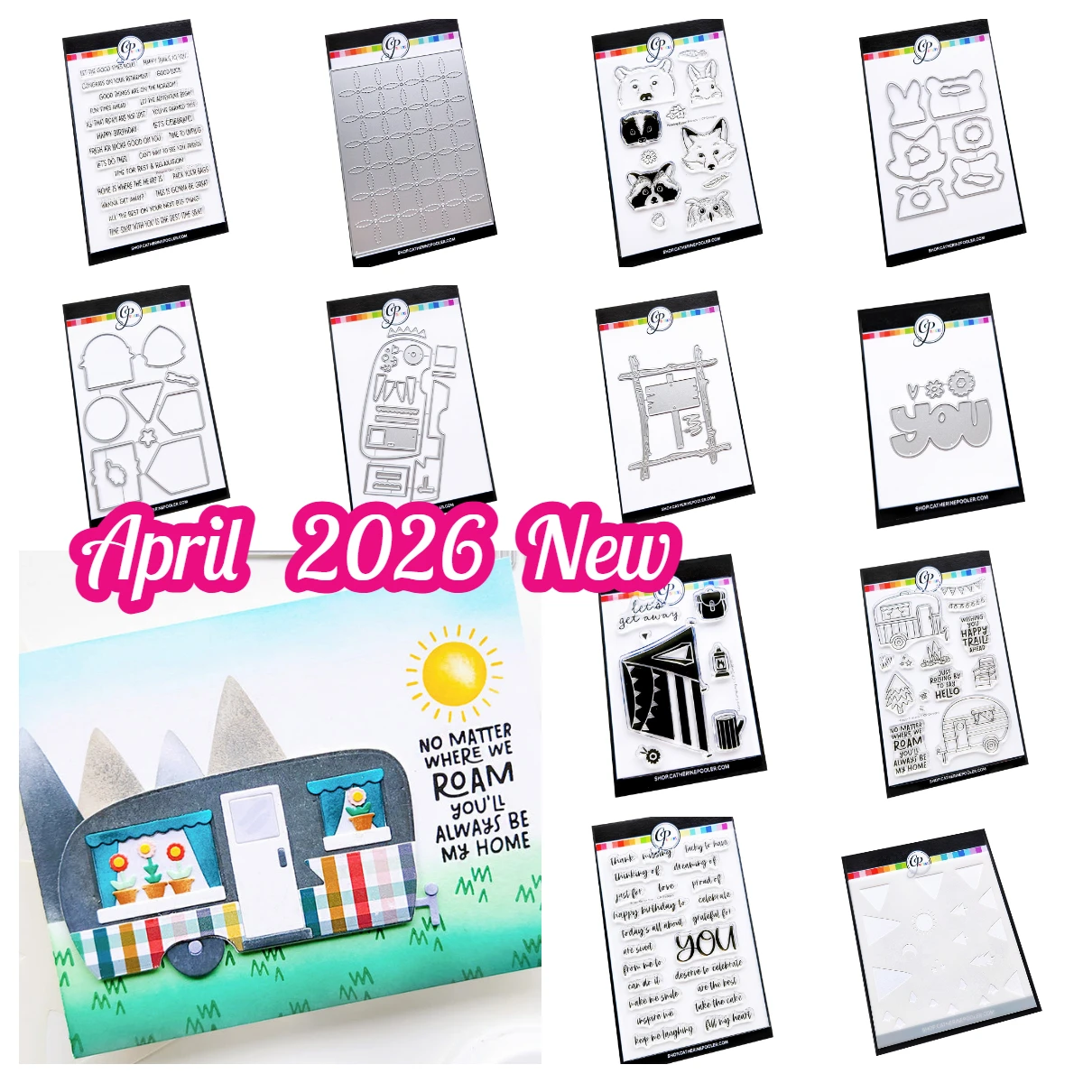 Glamper Life Happy Trail-Ers Gone Camping Peeking Forest Friends Metal Cutting Dies Stamps for DIY Scrapbook Card April 2026 New