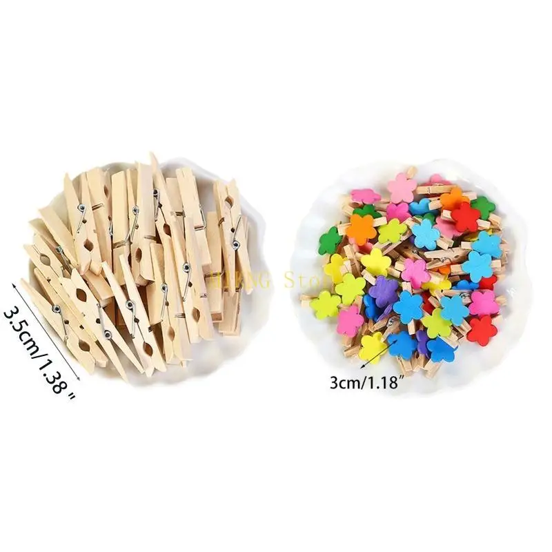 50 個ミニ洗濯バサミフォトクリップアソートカラー小さな洗濯バサミ工芸品写真カラフルな装飾木製クリップベストセール