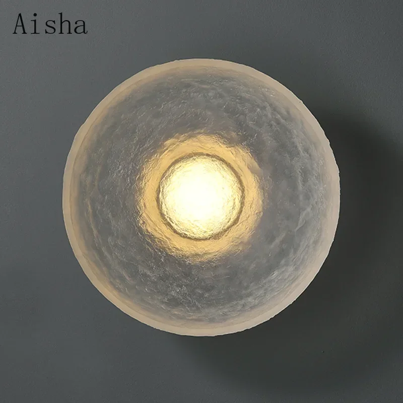 Round Wall Lamp Clear Environmental Protection Resin Sconce Designer Living Room Bedroom Hotel Background Wall LED Light
