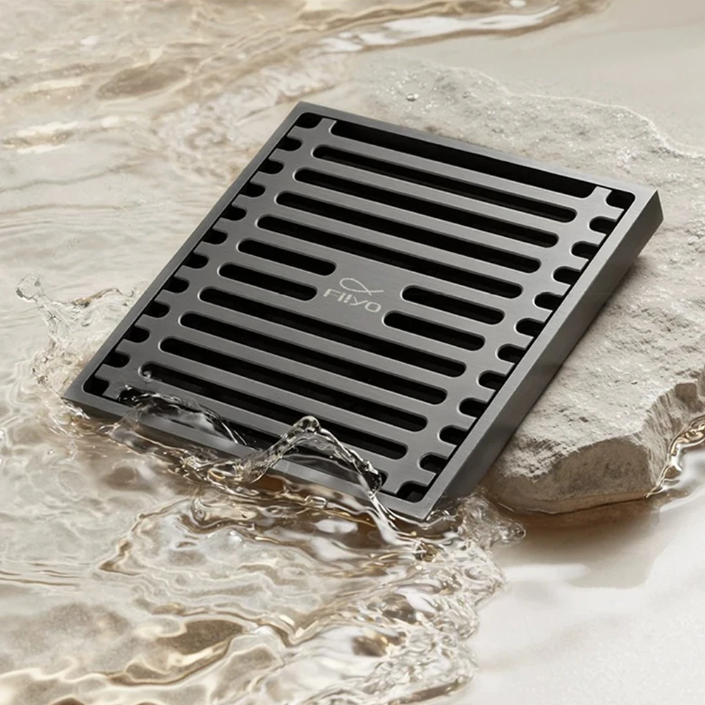 Brass 4inch Floor Drain Square Shower Drain Washing Machine Drain Anti Odor Sewer Filter for Bathroom