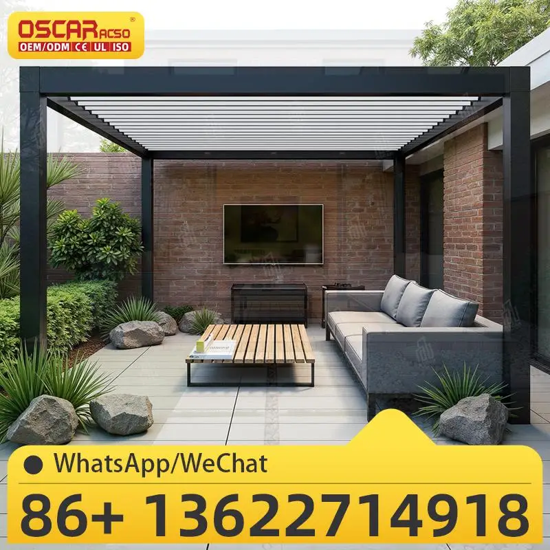 

Автоматическая выдвижная алюминиевая пергола для бассейна, открытого патио, сада, беседки