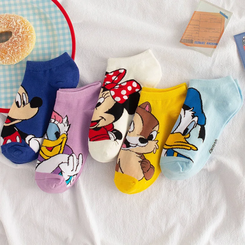 

Disney Mickey Mouse Low-cut Liners Socks for Girls Anime Figure Toys Minnie Donald Duck Daisy Fashion Cotton Stockings Kids Gift