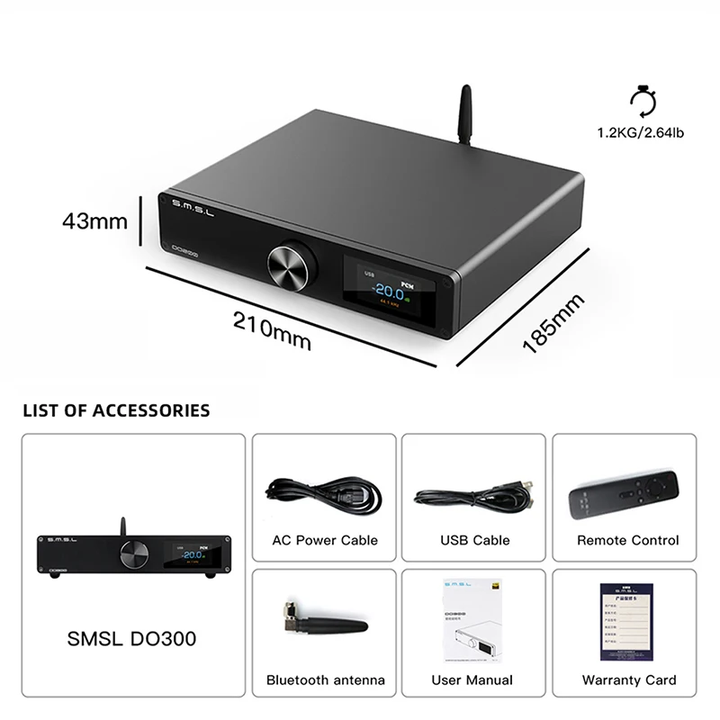 SMSL DO300 Audio DAC ES9039MSPRO DO300 MQA CD Decoder XMOS XU316 DSD512 32Bit 768KHZ Bluetooth 5.1 LDAC XLR I2S + Remote Control