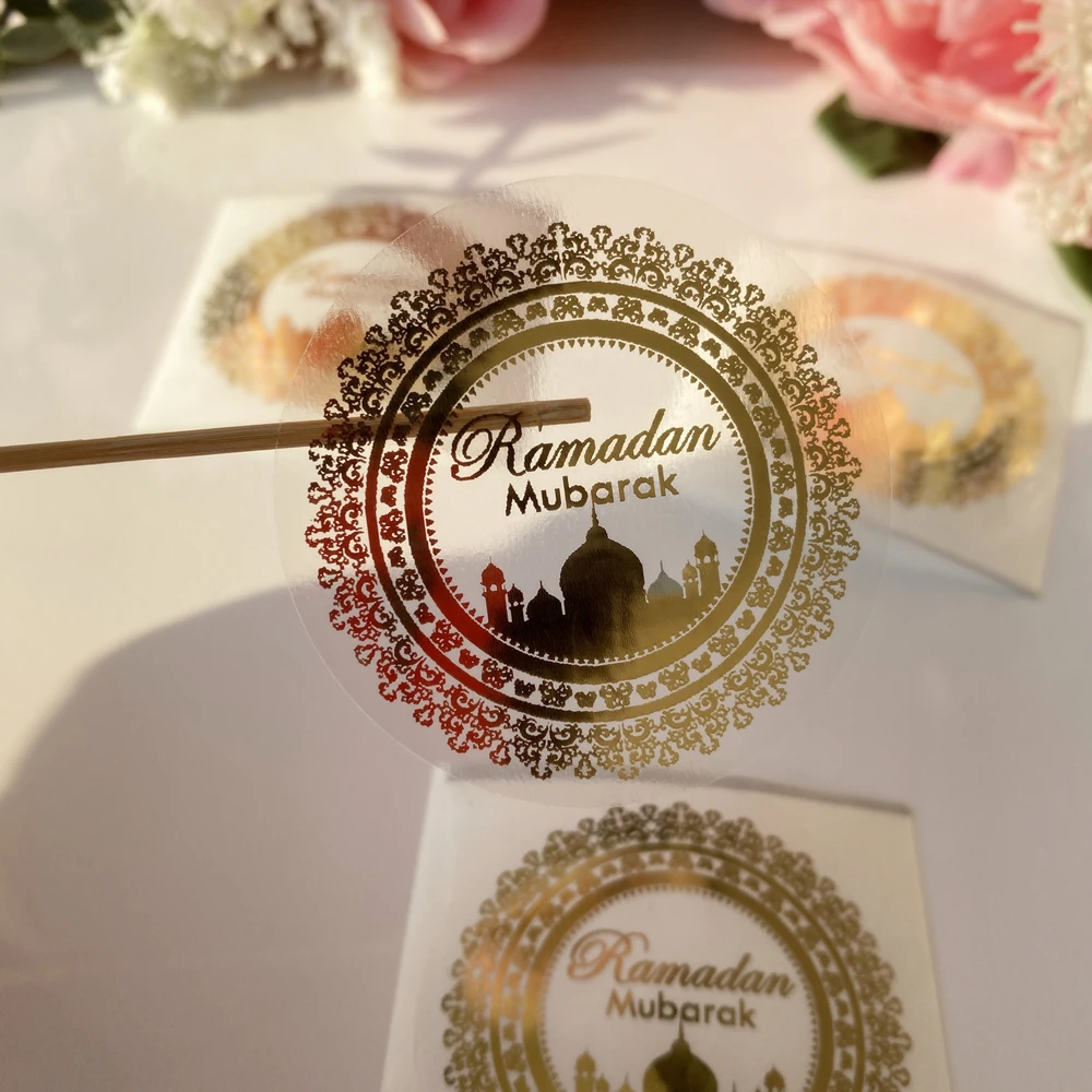50 ملصقًا ذهبيًا لرمضان مبارك، ملصق نظارات هدايا تذكارية من كريم
