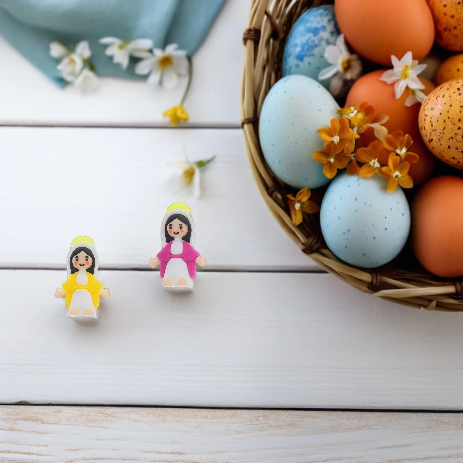 

50Pcs Miniature Virgin Mary Catholic Statue Religious Easter Nativity Baptism Small Blessed Mother Ornament Miniature Statues