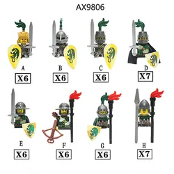 MOC Medieval Dragon Knights Action Figures Armored Soldier Building Block Shield Castle King Army Weapons Accessories Sword Toys