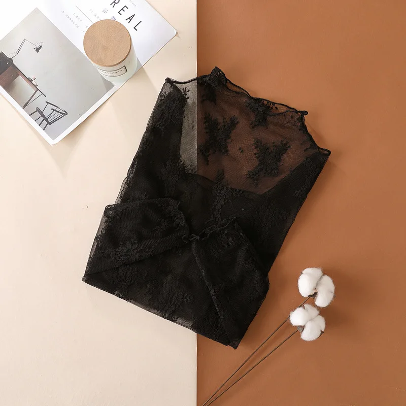 Sexy Vrouwen Mesh T-shirts Transparant Kanten Blouse Lange Mouw See Through Tops Voor Vrouwen Dieptepunt Shirt Sheer Tees Body Crop Top