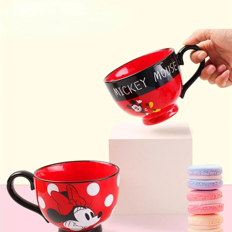 450ML Disney Mickey Mouse Mug Anime Milk Cereal Water Cup Ceramic Cup Cartoon Cute Children\'s Large Capacity Coffee Tea Mug