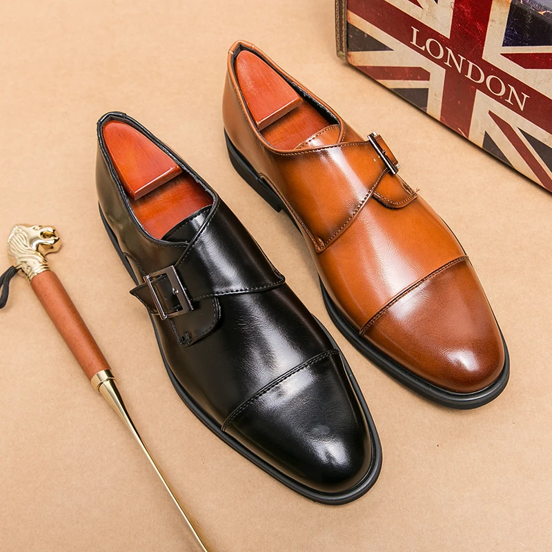 Nam Handmade Giày Brock Oxford Retro Mộc Mạch Trà Nam Cổ Điển Kinh Doanh Năm 2022 Văn Phòng Chính Thức La Ó Giày Khóa Giày Cưới