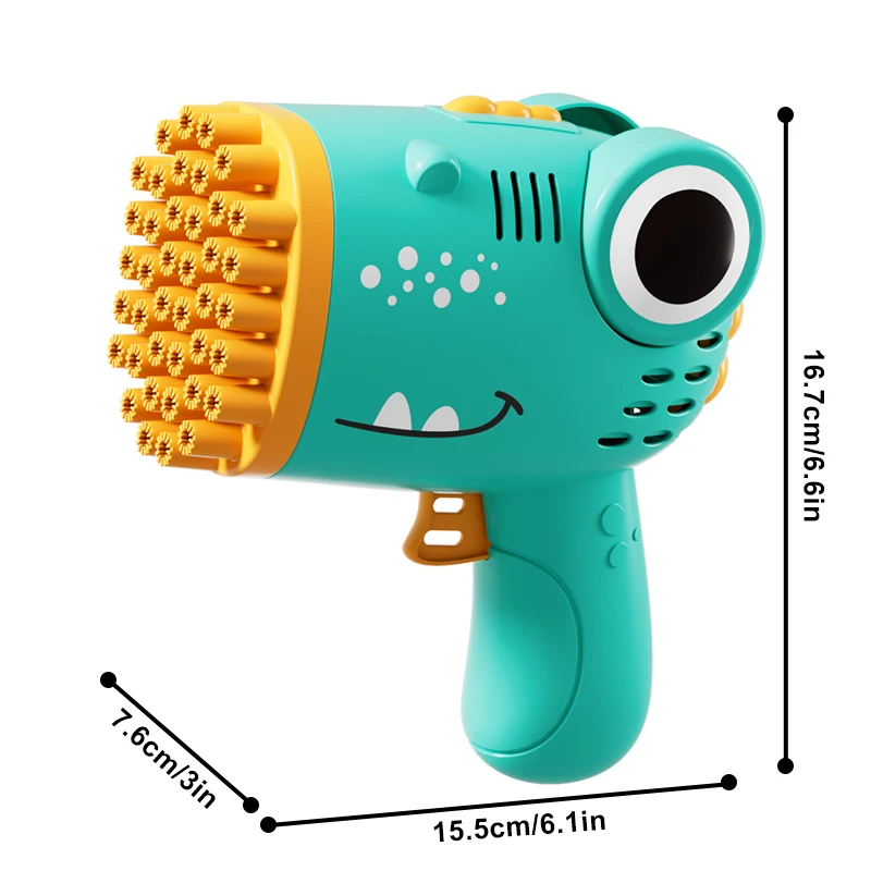 40 Holes Handheld Dinosaur Bubble Gun Automatic Bubble Machine Bubble Concentrate Pellet Gift for Kids